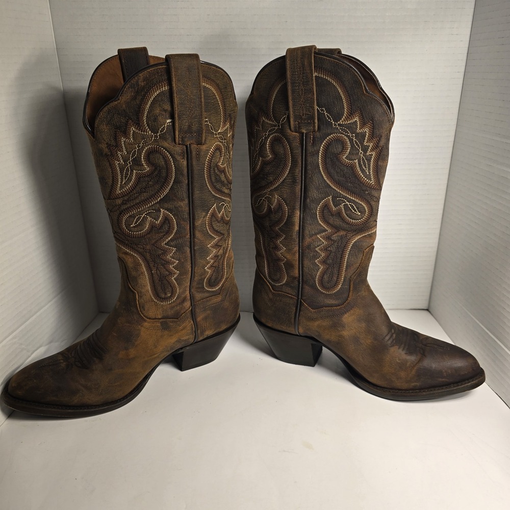 Dan Post Womens Leather Western Cowboy Boots Brown‎ Distressed Size 6.5 M - Picture 2 of 8